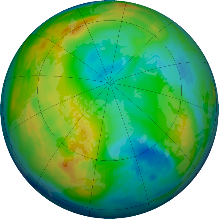 Arctic ozone map for 22 December 1982